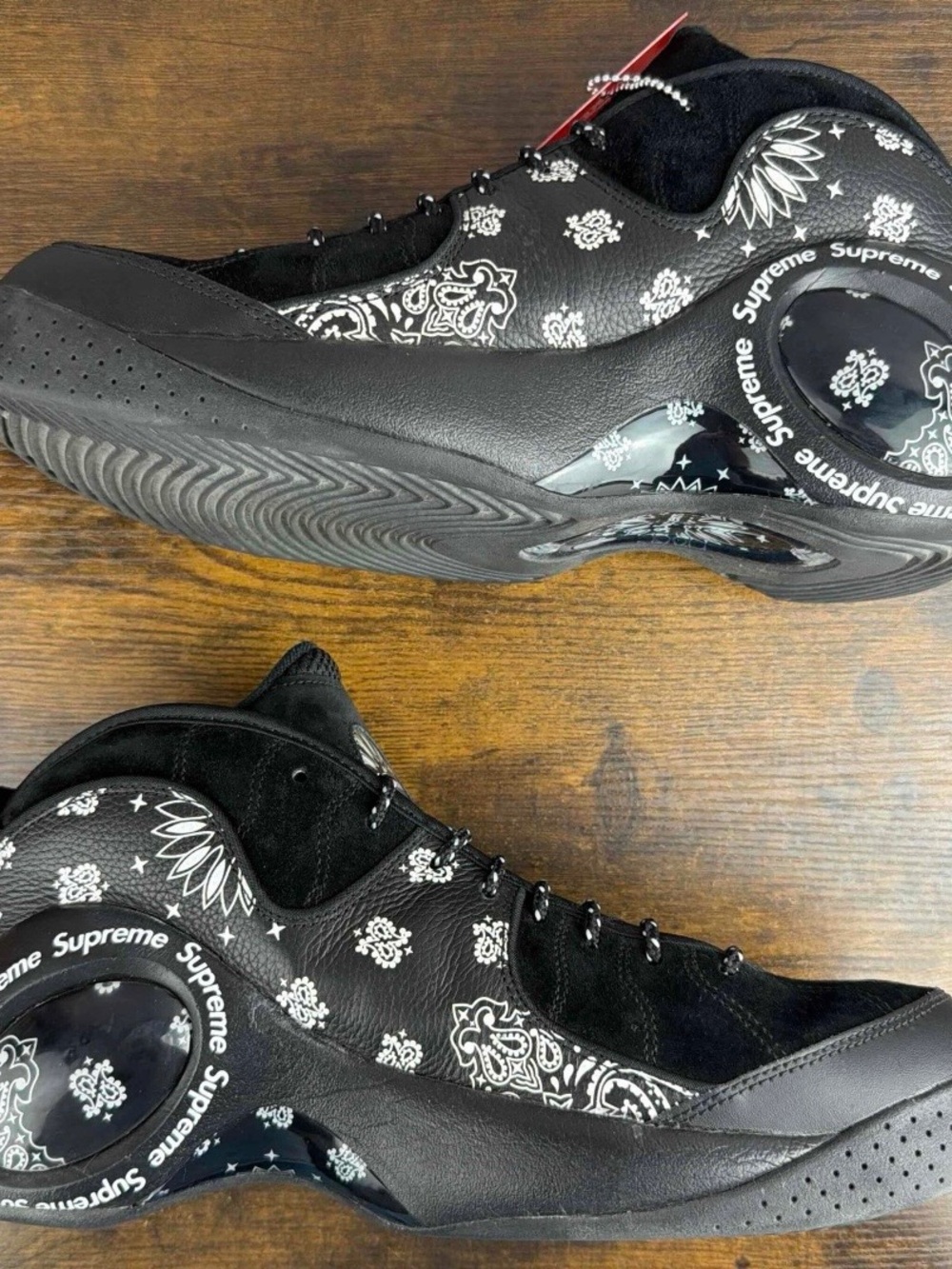 Nike Air Zoom Flight 95 SP x Supreme Black White Paisley Size 12 DJ8604-001 Rare - Picture 4 of 9